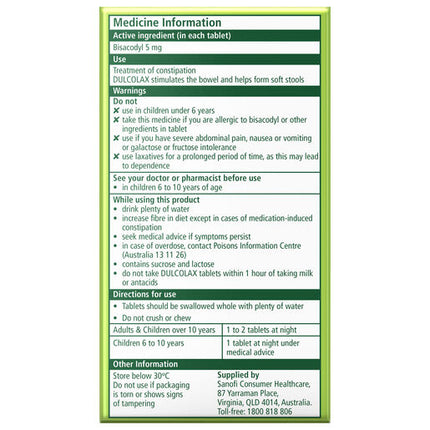 Dulcolax Tablets 50 Tablets