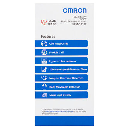 Omron Blood Pressure Monitor Bluetooth Wrist Hem6232T