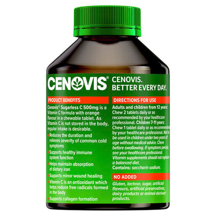 Cenovis Sugarless C 500mg Orange Flavour Value Pack 300 Chewable Tablets