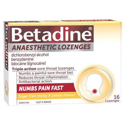 Betadine Anaesthetic Lozenges Honey and Lemon 16 Pack