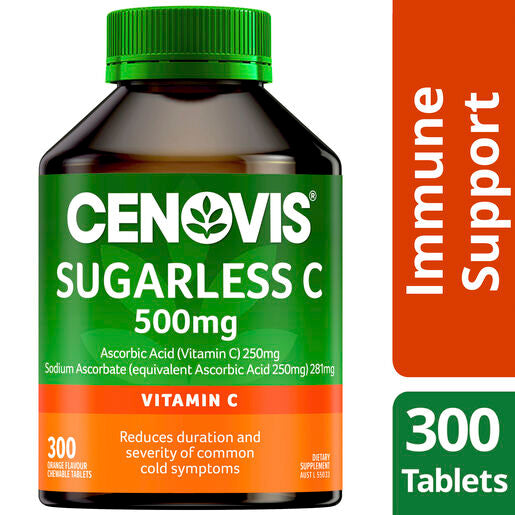 Cenovis Sugarless C 500mg Orange Flavour Value Pack 300 Chewable Tablets