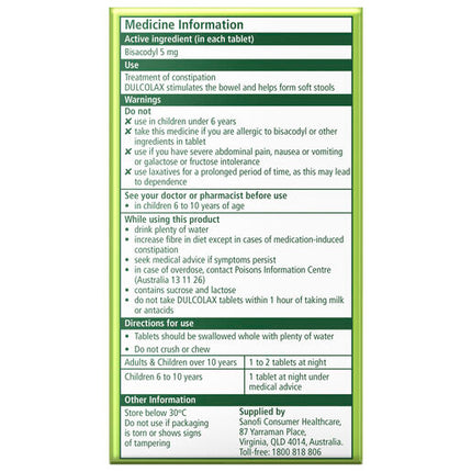 Dulcolax Tablets 80 Tablets