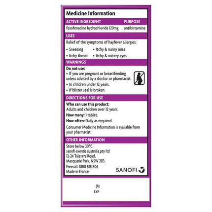 Telfast 120mg 10 Tablets