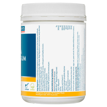 Ethical Nutrients Mega Magnesium Powder Citrus 450g