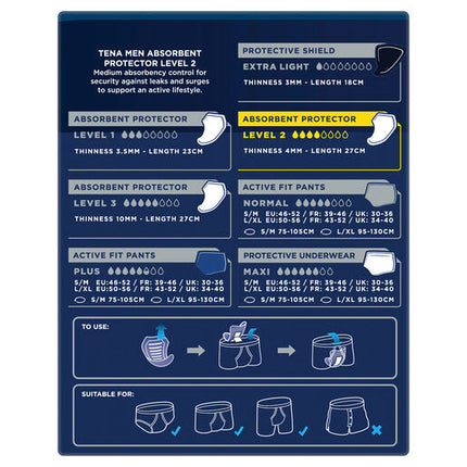 Tena Men Absorbent Protector Level 2 Medium 10 Pack