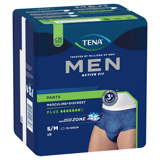 Tena Men Pant Active Fit Plus Navy Medium 9 Pack