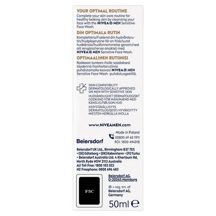 Nivea Men Sensitive Skin & Stubble Gel Moisturiser 50ml