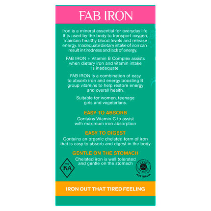 Fab Iron + Vitamin B Complex 60 Tablets