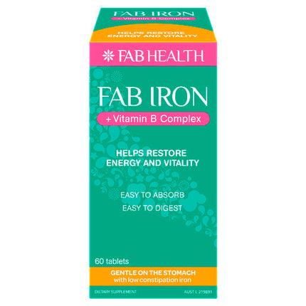 Fab Iron + Vitamin B Complex 60 Tablets