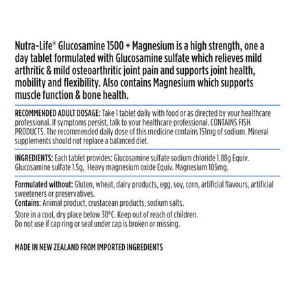 Nutra-Life Glucosamine 1500+ Magnesium 180 Tablets
