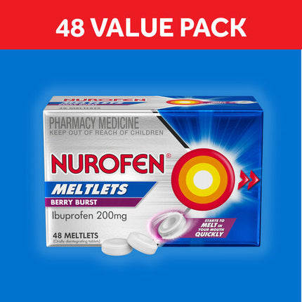 Nurofen Meltlets Berry Burst 200mg Ibuprofen 48 Pack