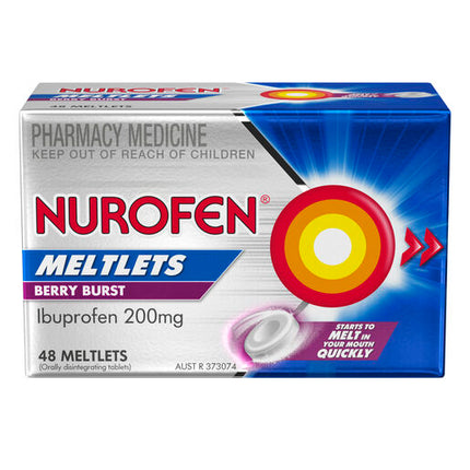 Nurofen Meltlets Berry Burst 200mg Ibuprofen 48 Pack