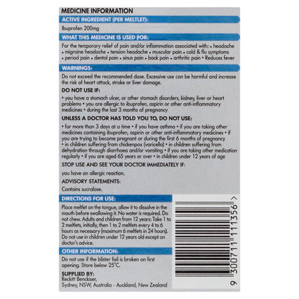 Nurofen Meltlets Berry Burst 200mg Ibuprofen 48 Pack