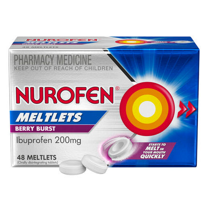 Nurofen Meltlets Berry Burst 200mg Ibuprofen 48 Pack