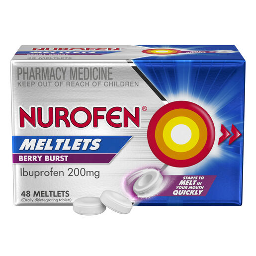 Nurofen Meltlets Berry Burst 200mg Ibuprofen 48 Pack