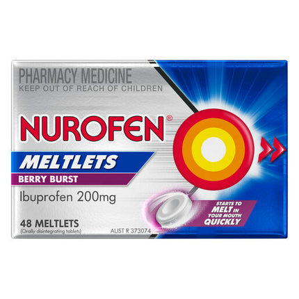 Nurofen Meltlets Berry Burst 200mg Ibuprofen 48 Pack