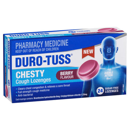 DURO-TUSS Chesty Cough Lozenges Berry 24 Pack