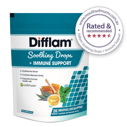 Difflam Soothing Drops + Immune Support Eucalyptus Menthol 20 Drops