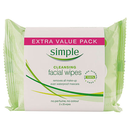 Simple Kind to Skin Cleansing Facial Wipes Twin Pack 50 Wipes