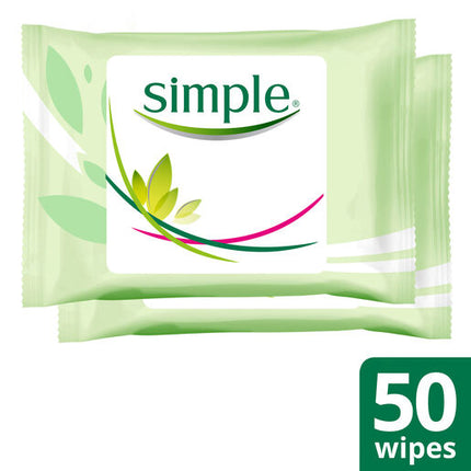 Simple Kind to Skin Cleansing Facial Wipes Twin Pack 50 Wipes