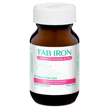 FAB Iron + Vitamin B Complex & Zinc 60 Capsules