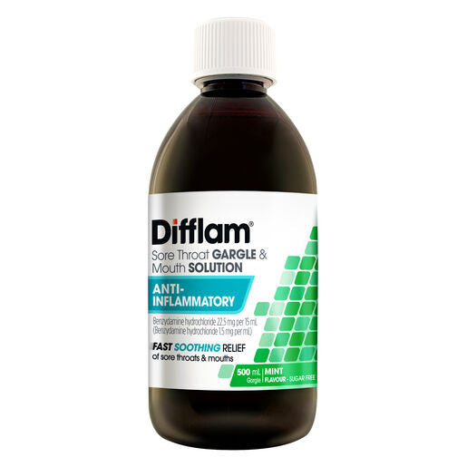 Difflam Sore Throat Gargle & Mouth Solution Anti-Inflammatory 500mL