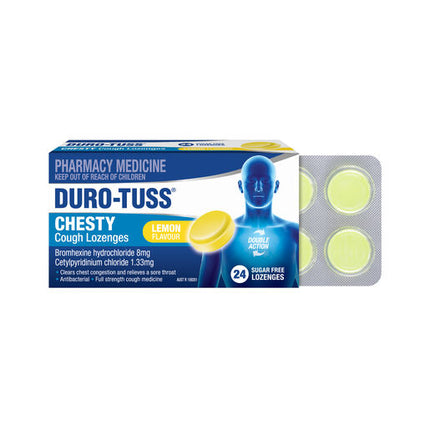 DURO-TUSS Chesty Cough Lozenges Lemon 24 Pack
