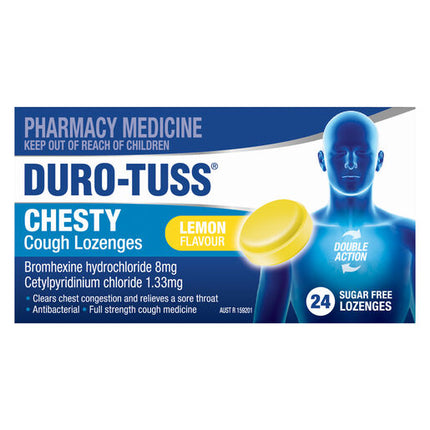 DURO-TUSS Chesty Cough Lozenges Lemon 24 Pack