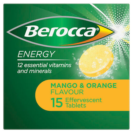 Berocca Energy Mango & Orange Effervescent Tablets 15 Pack