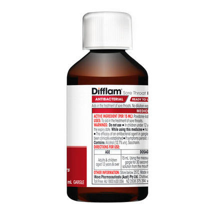 Difflam Ready to Use Sore Throat Gargle with Iodine 200mL
