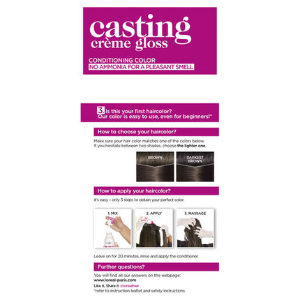 L'Oreal Casting Creme Gloss Semi-Permanent Hair Colour 300 Darkest Brown