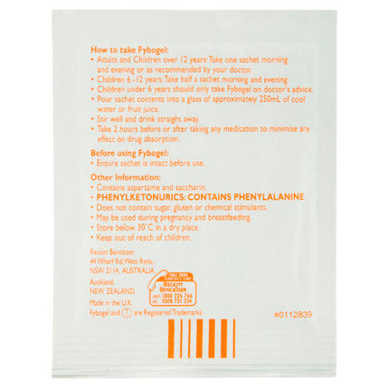 Fybogel Fibre Constipation Relief Supplement Sachets Orange 30 pack
