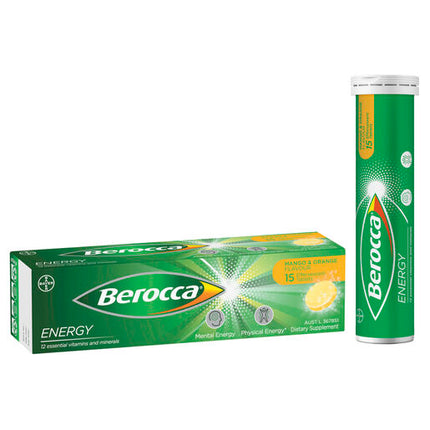 Berocca Energy Mango & Orange Effervescent Tablets 15 Pack