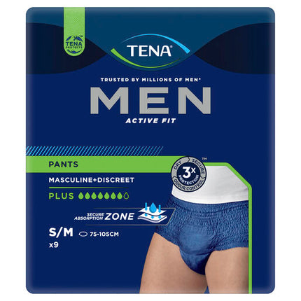 Tena Men Pant Active Fit Plus Navy Medium 9 Pack