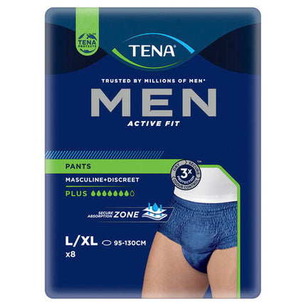 Tena Men Pant Active Fit Plus Navy Large 8 Pack