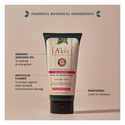 A'kin Moisture Rich Lavender & Anthyllis Leave-In Conditioner 150mL