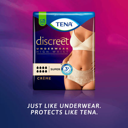 Tena Discreet High Waist Underwear Creme Super Medium 9 Pack