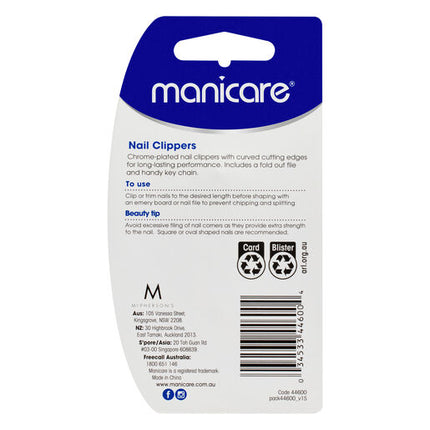 Manicare Nail Clippers With Nail File and Key Chain