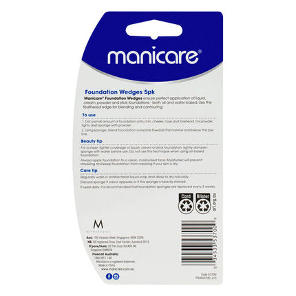 Manicare Latex Wedges Foundation Sponges 5 Pack