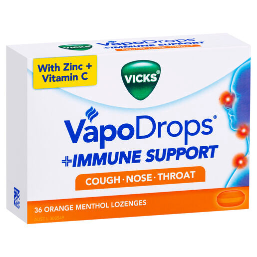 Vicks VapoDrops Immune Support Orange 36 Lozenges