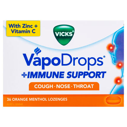 Vicks VapoDrops Immune Support Orange 36 Lozenges