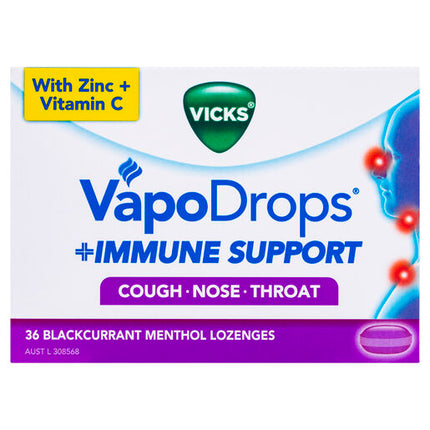 Vicks VapoDrops Immune Support Blackcurrant 36 Lozenges