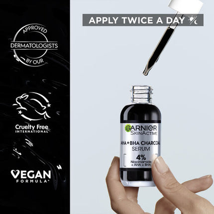 Garnier Pure Active AHA + BHA Charcoal Serum 30ml