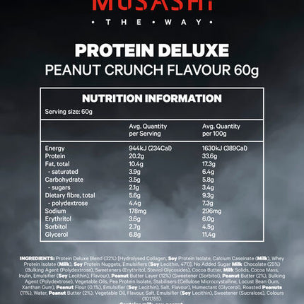 Musashi Deluxe Protein Bar Peanut Crunch 60g
