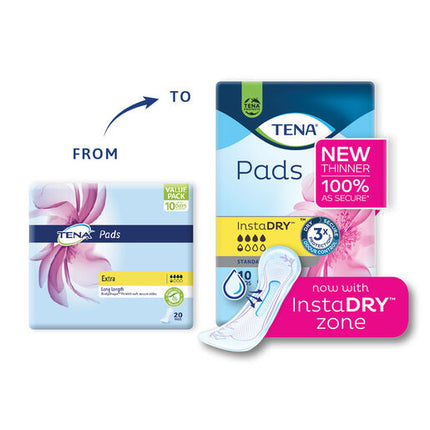 Tena Pads InstaDRY Standard Length 10 Pads