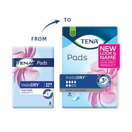 Tena Pads InstaDRY Extra Long Length 6 Pads