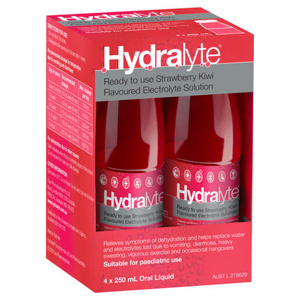 Hydralyte Strawberry Kiwi Flavoured Electrolyte Liquid 4 x 250mL