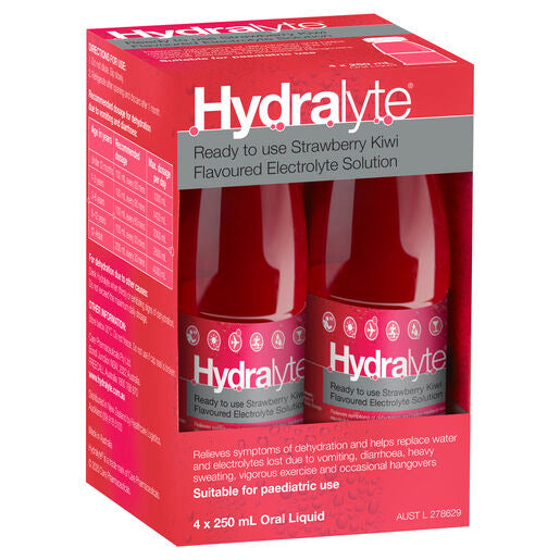 Hydralyte Strawberry Kiwi Flavoured Electrolyte Liquid 4 x 250mL