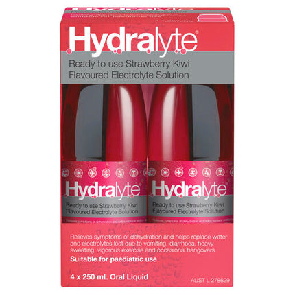Hydralyte Strawberry Kiwi Flavoured Electrolyte Liquid 4 x 250mL