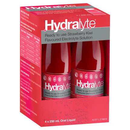 Hydralyte Strawberry Kiwi Flavoured Electrolyte Liquid 4 x 250mL